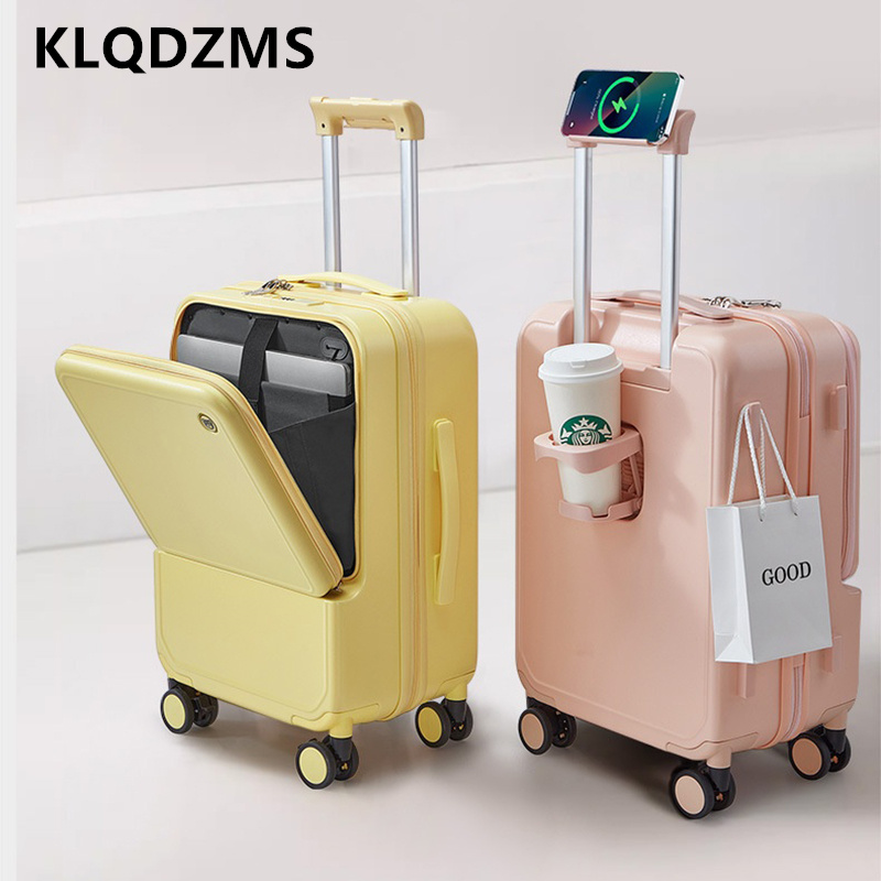 Front Opening Laptop Luggage 24 Inch - KLQDZMS Aluminum Frame Suitcase 20 Inches