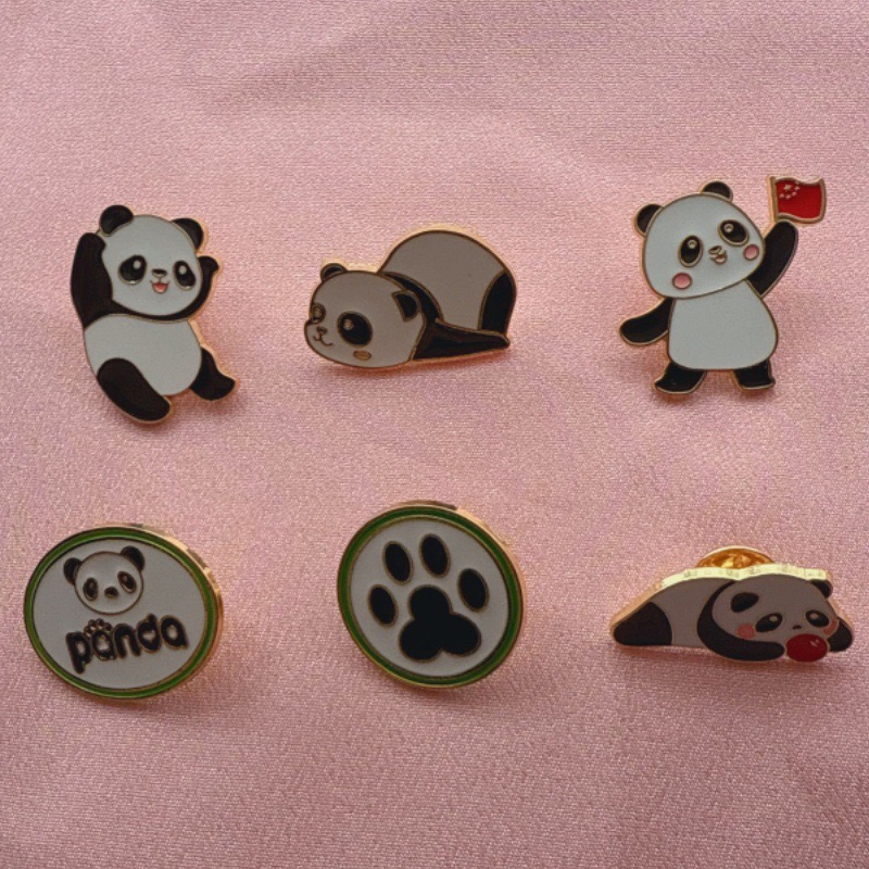 Backpacks - 6pcs Cartoon China Panda Badge Autumn/Winter