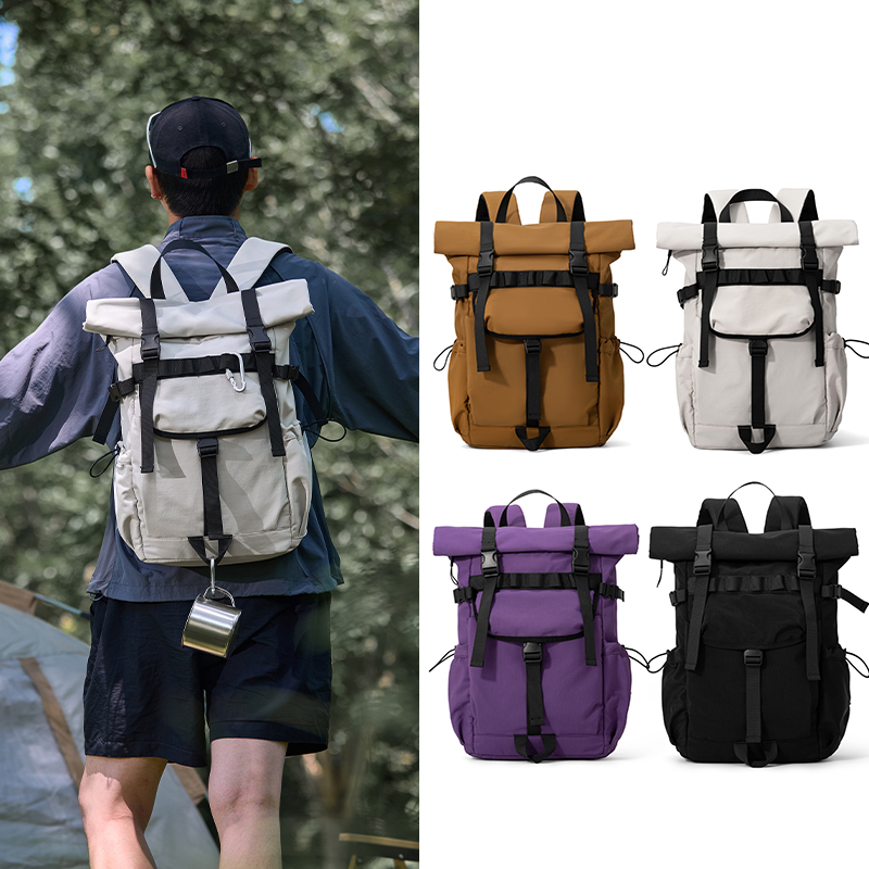 Foldable Rolling Luggage Bag - New Men's roll mouth expandable travel
