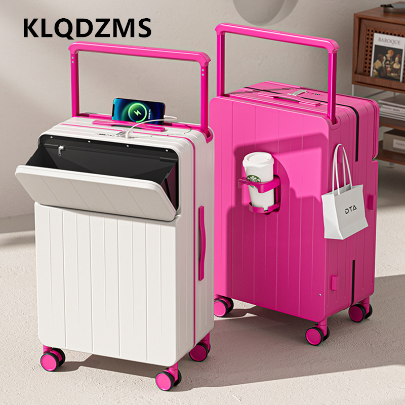 Front Opening Laptop Luggage 24 Inch - KLQDZMS Multifunctional Suitcase Front Opening Boarding