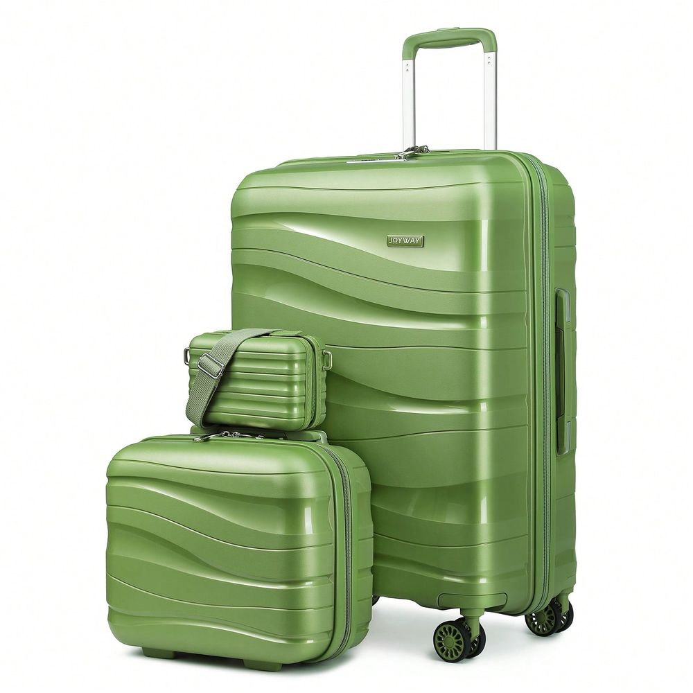 Expandable Hard Shell Luggage Set - 3Piece Hardshell Luggage Set, Lightweight PP
