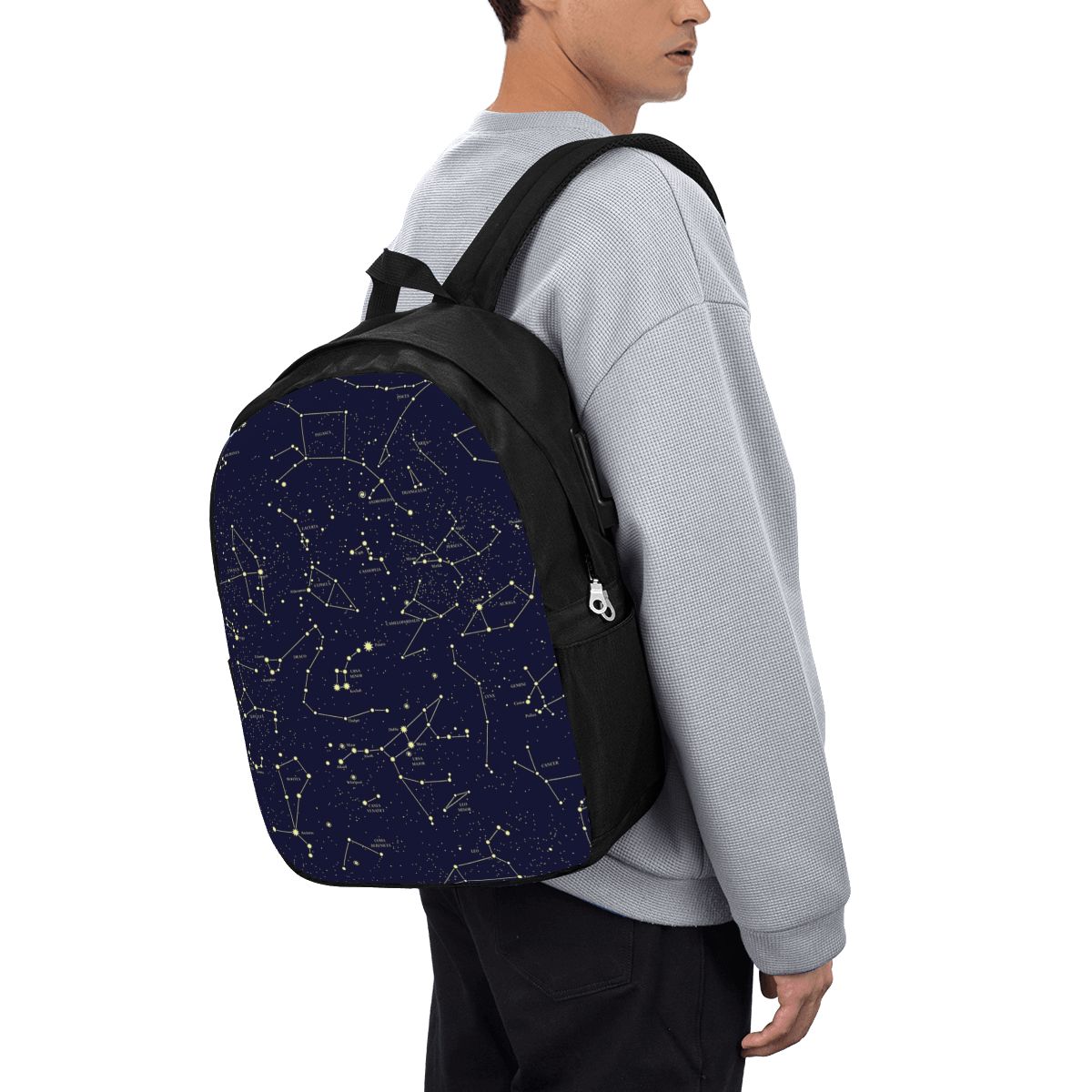 Travel Bags - Night Sky Golden Celestial Stars Zodiac