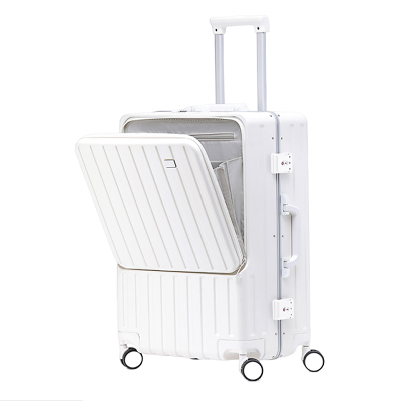 Aluminum Frame Carry On Luggage - Multi-functional 20” 24” 26” Front-Opening Luggage