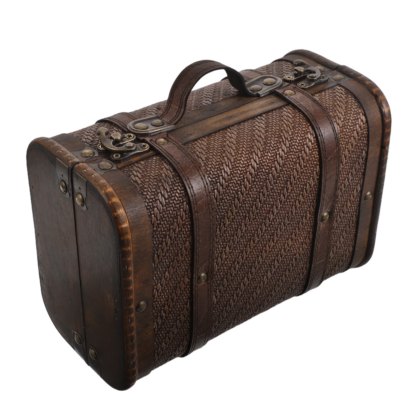 Retro Vintage Trunk Suitcase - Retro Wood Storage Box Vintage Suitcase