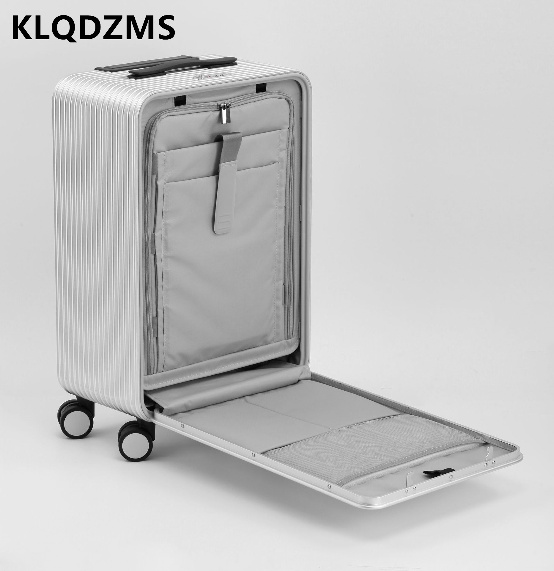 Front Opening Laptop Luggage 24 Inch - KLQDZMS Luggage All Aluminum Magnesium Alloy