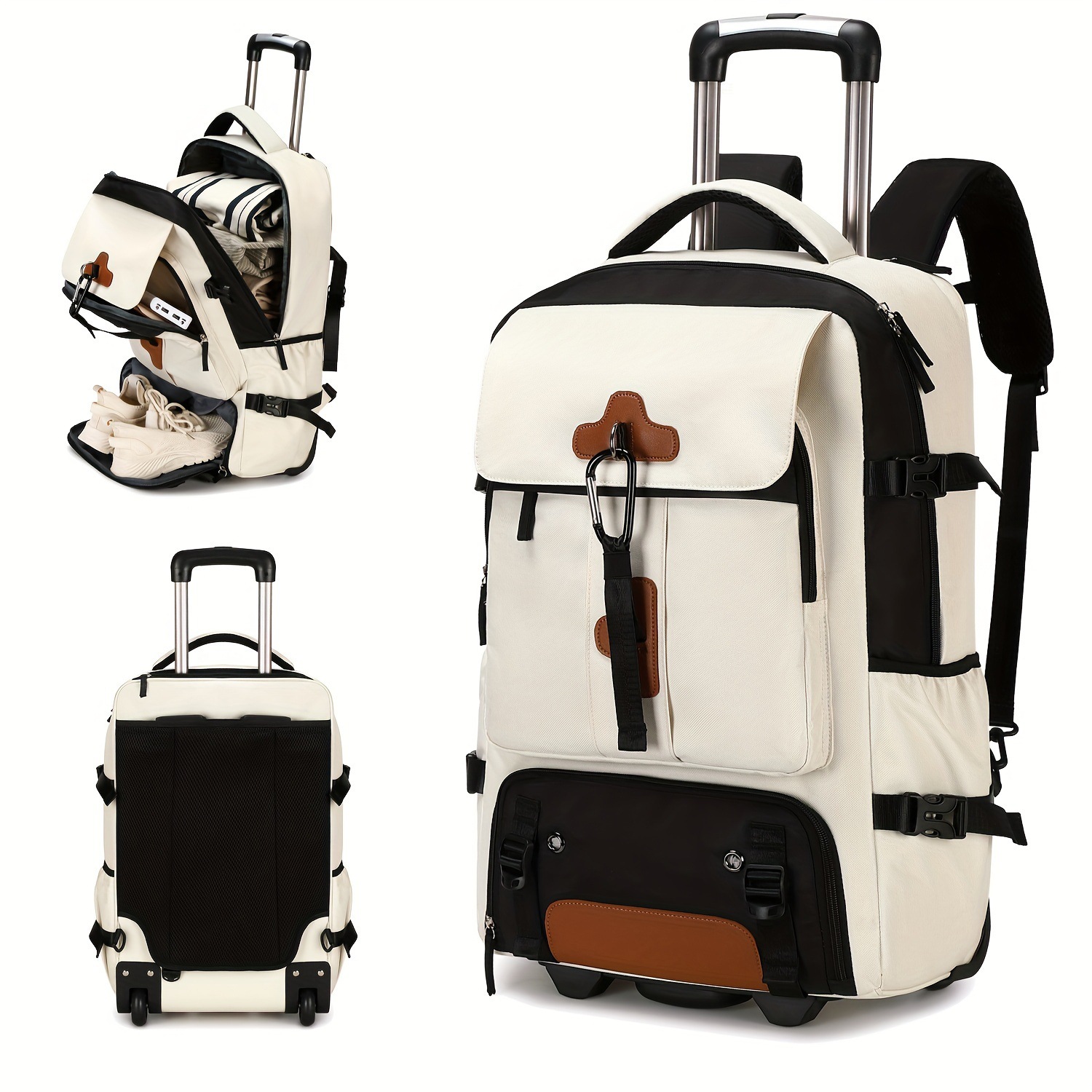 Foldable Rolling Luggage Bag - Rolling Backpack Large Capacity Travel Backpack