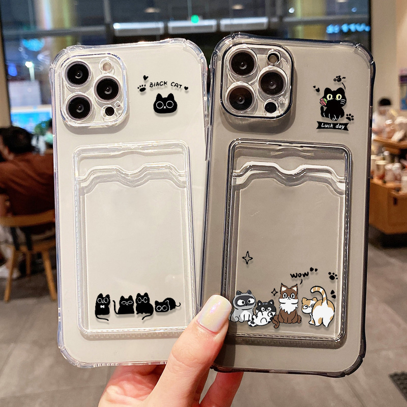 Wallets - Cute Black Cat Phone Case For