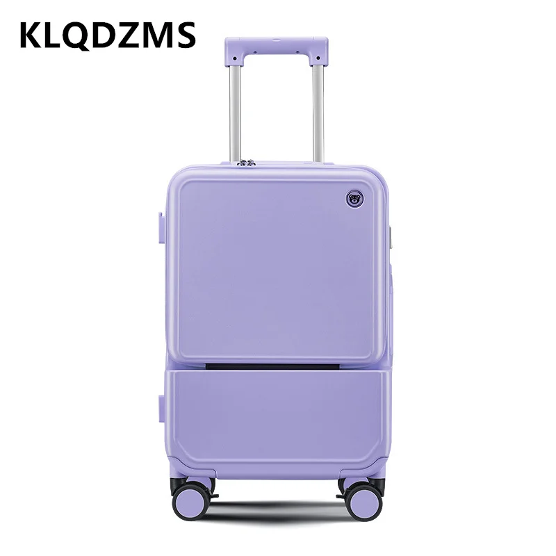 KLQDZMS Aluminum Frame Suitcas - Front Opening Laptop Luggage 24 Inch 评论和价格