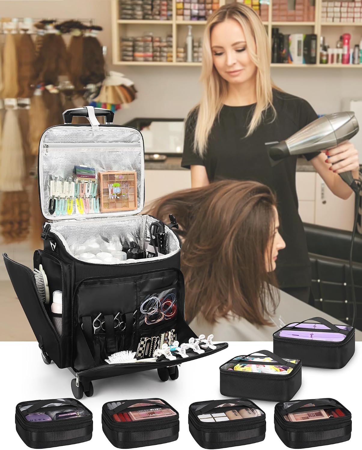 Rolling Makeup Case Hair Tools - Travel Bags 评论和价格