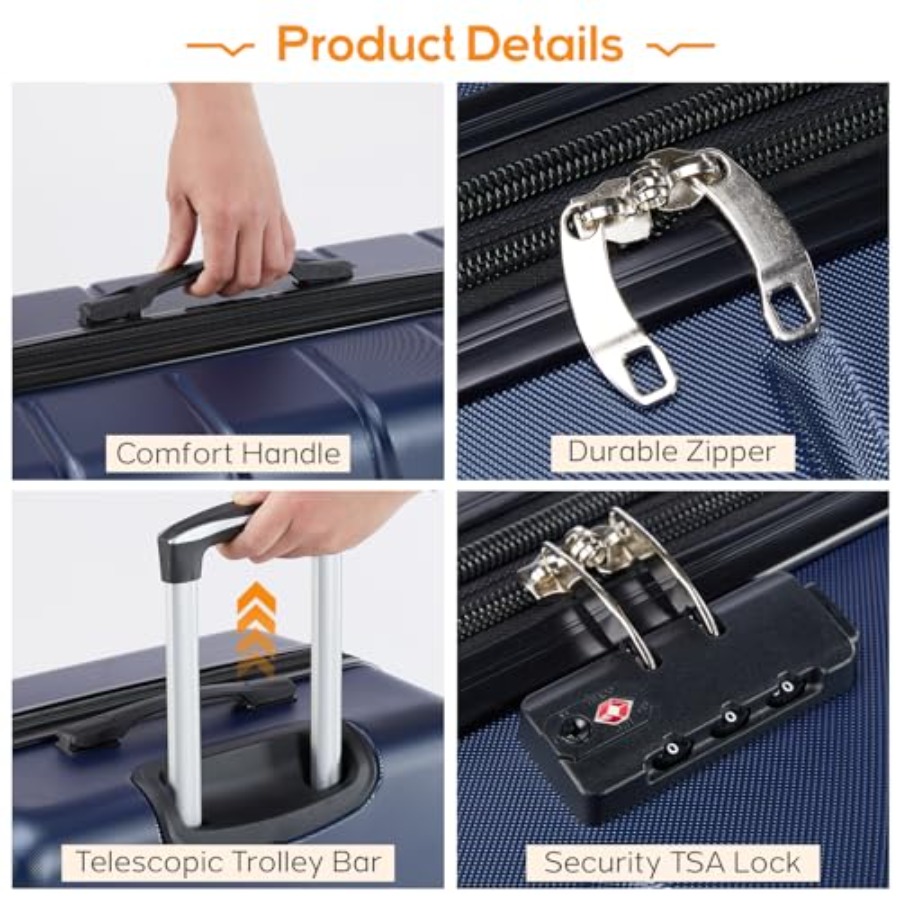 3 Pieces Luggage Set for Trave - Expandable Hard Shell Luggage Set 评论和价格