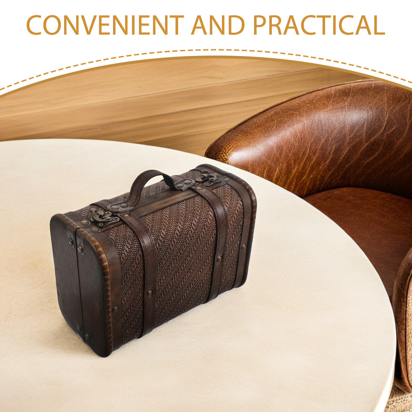 Wooden Vintage Suitcase Decora - Retro Vintage Trunk Suitcase 评论和价格