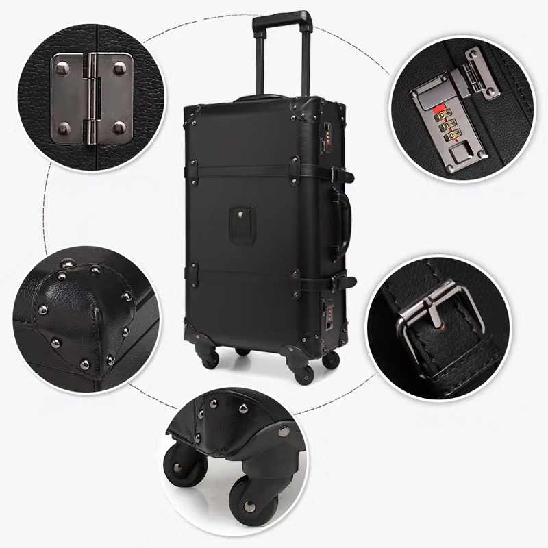 New Retro Rolling Luggage Spin - Retro Vintage Trunk Suitcase 评论和价格