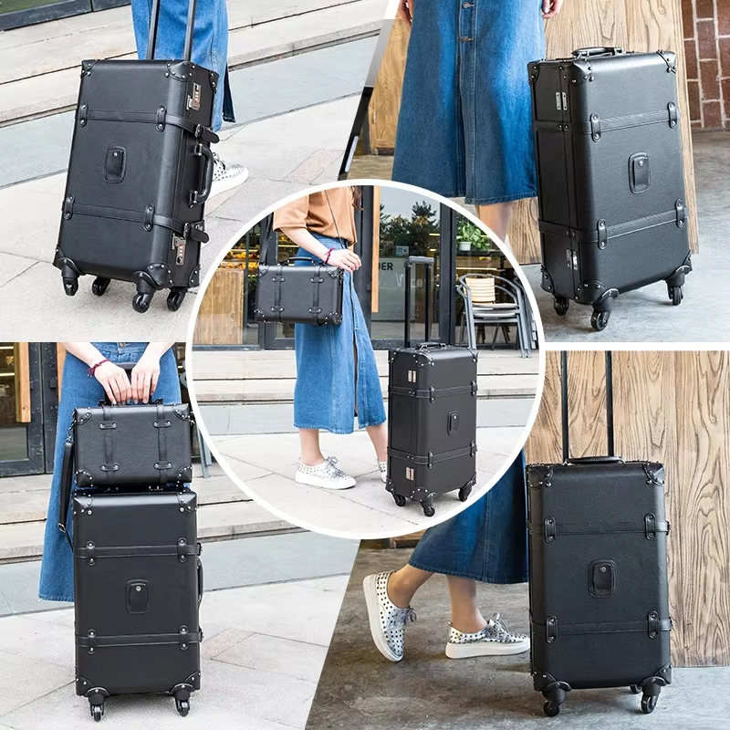New Retro Rolling Luggage Spin - Retro Vintage Trunk Suitcase 评论和价格