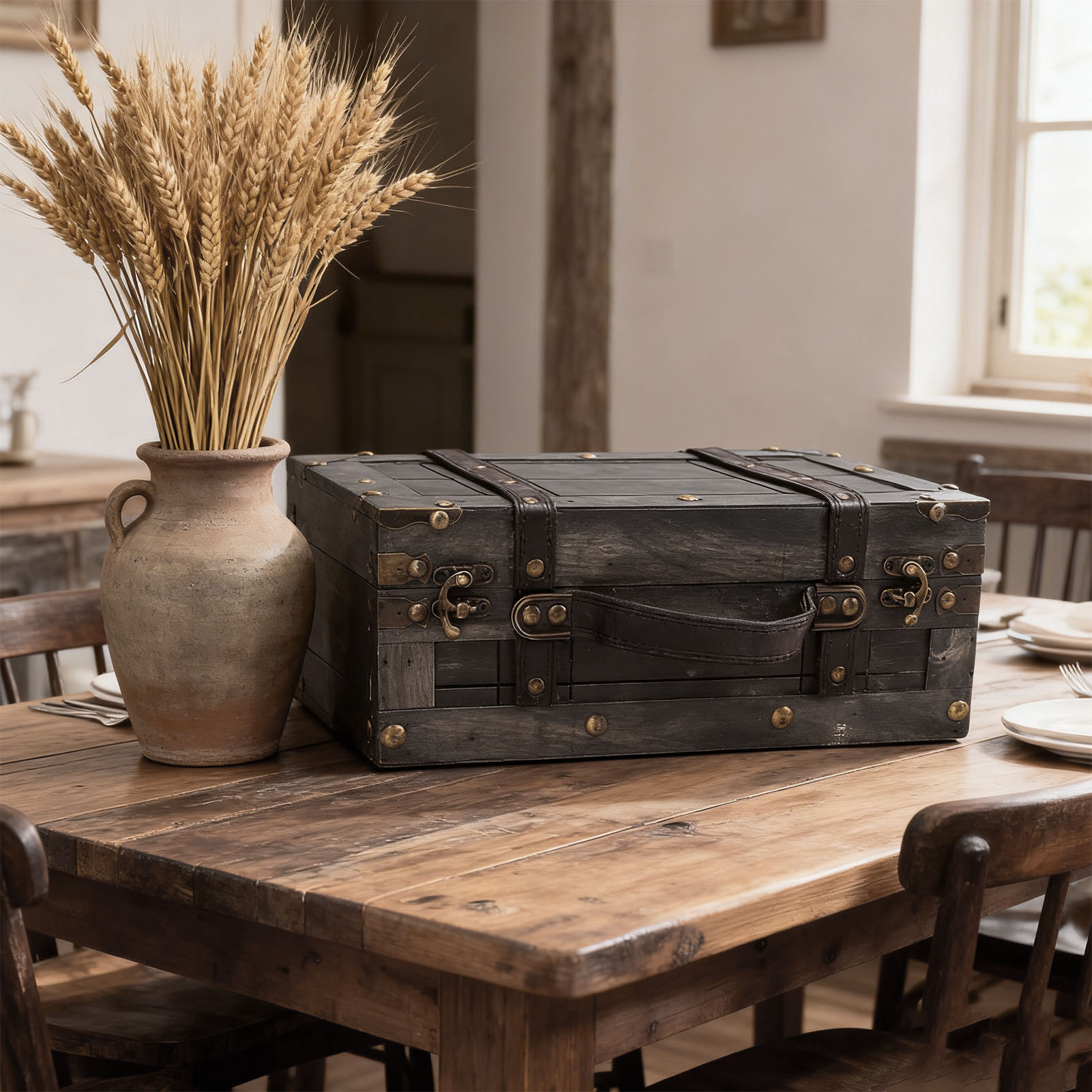 Wood Storage Trunk Wooden Ches - Retro Vintage Trunk Suitcase 评论和价格