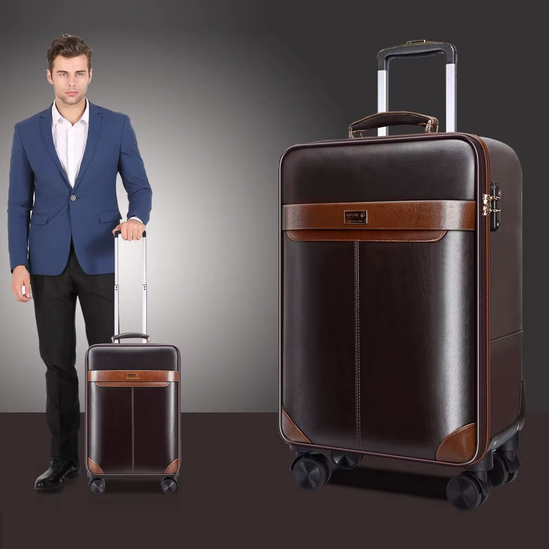 PREMIUM Leather Rolling Luggag - Spinner Wheel Rolling Suitcase 20 Inch 评论和价格