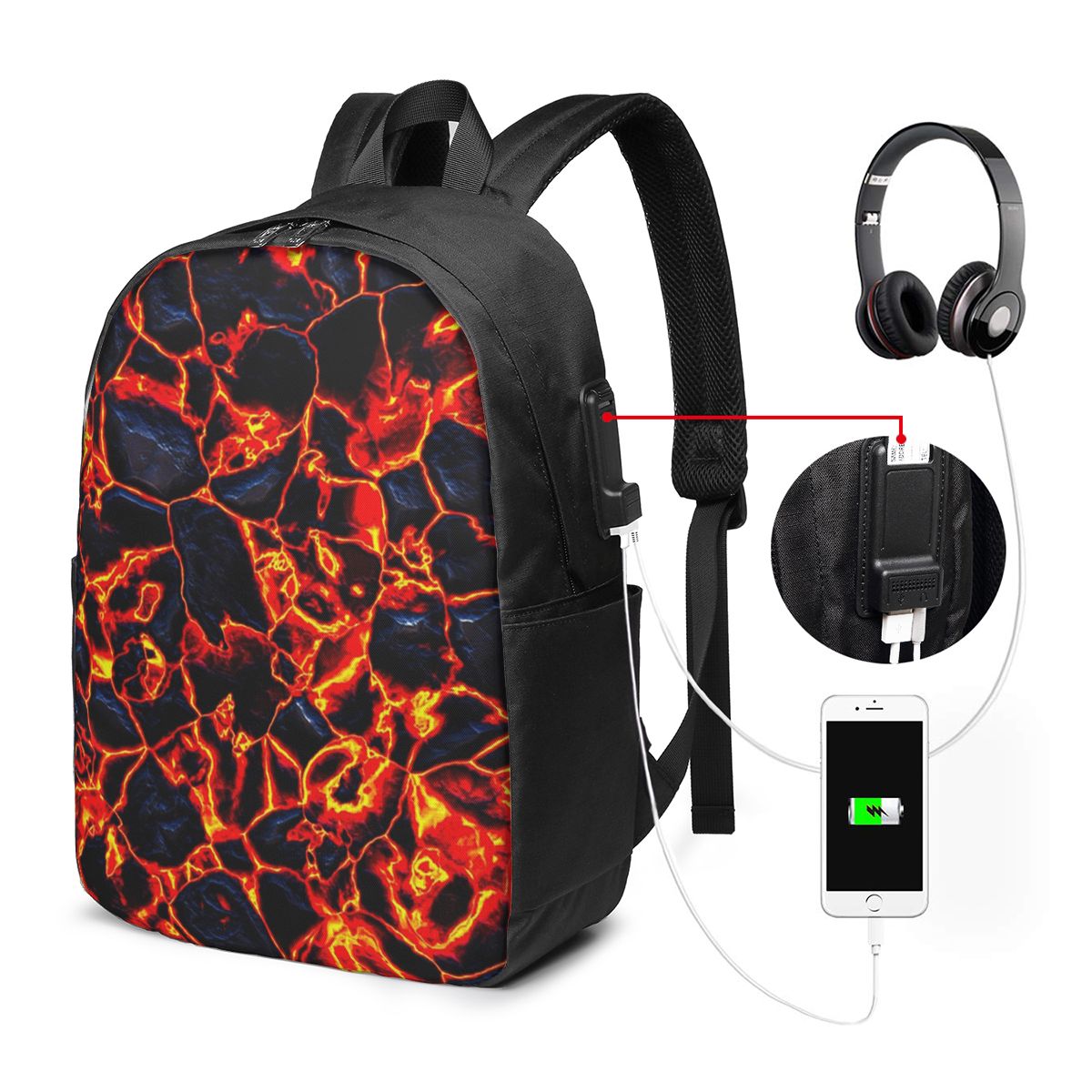 Magma Volcano Lava Fire Backpa - Travel Bags 评论和价格