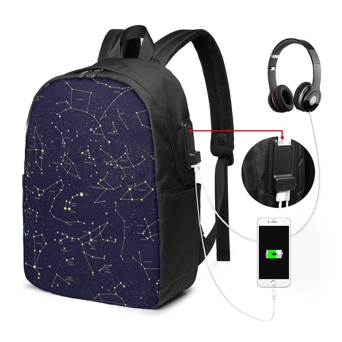 Night Sky Golden Celestial Sta - Travel Bags 评论和价格