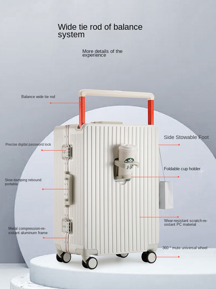 New Wide Handle Suitcase on Wh - Aluminum Frame Carry On Luggage 评论和价格