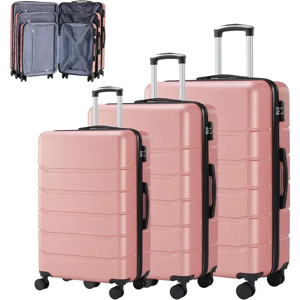 3-Piece Large Suitcase Set wit - Expandable Hard Shell Luggage Set 评论和价格