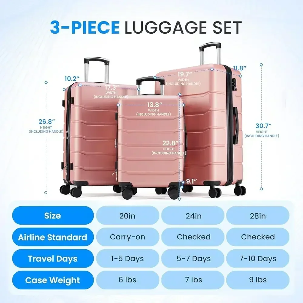 3-Piece Large Suitcase Set wit - Expandable Hard Shell Luggage Set 评论和价格