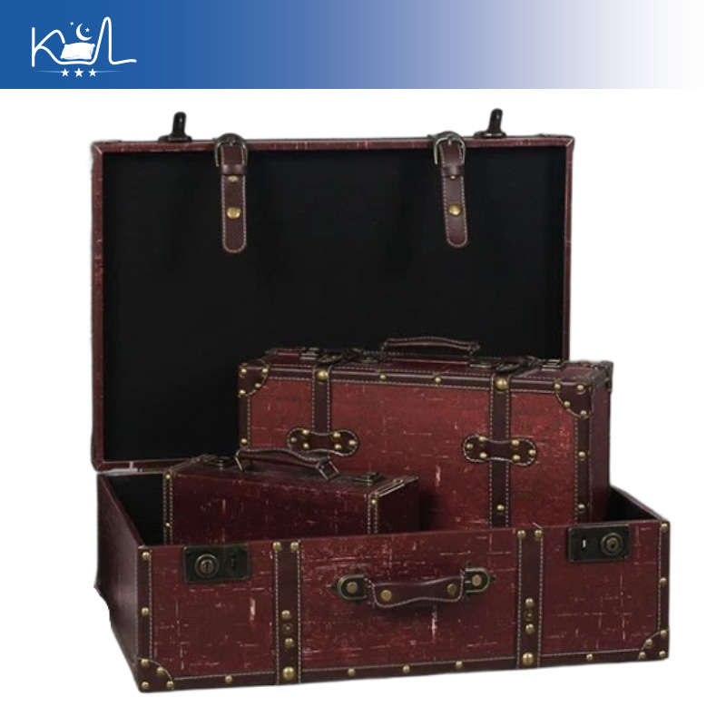 Vintage Red Decorative Suitcas - Retro Vintage Trunk Suitcase 评论和价格
