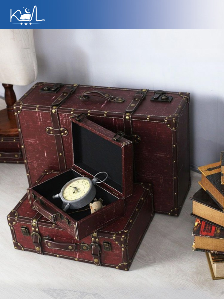 Vintage Red Decorative Suitcas - Retro Vintage Trunk Suitcase 评论和价格