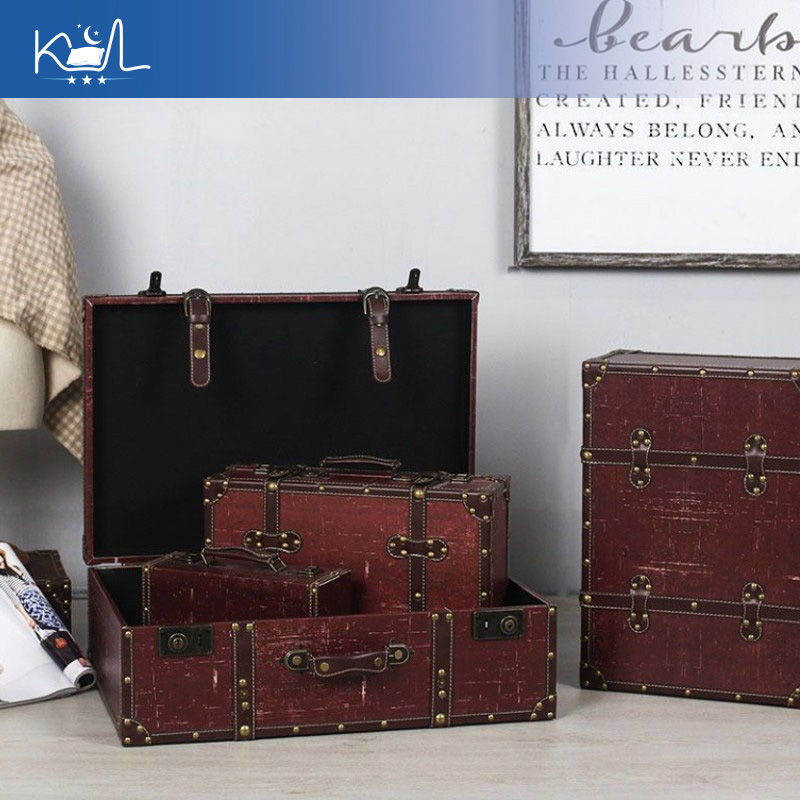Vintage Red Decorative Suitcas - Retro Vintage Trunk Suitcase 评论和价格
