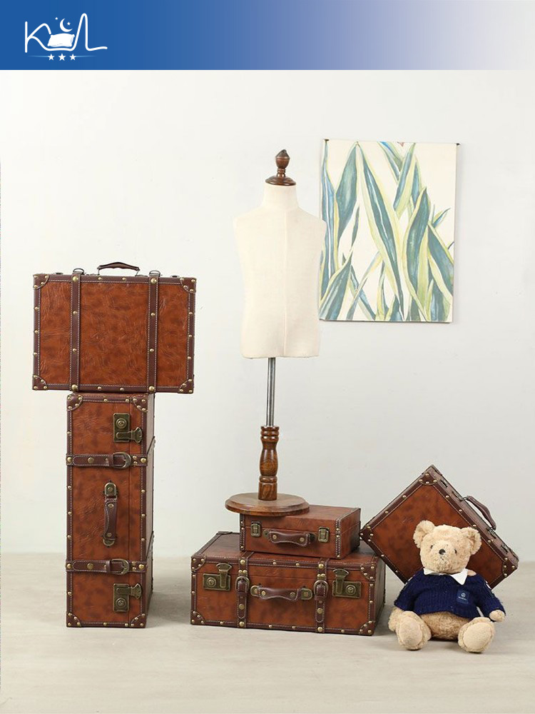 Vintage Brown Decorative Suitc - Retro Vintage Trunk Suitcase 评论和价格