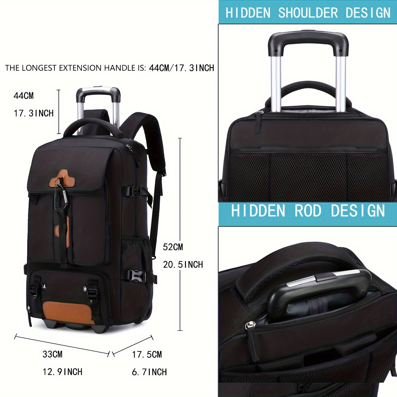 Rolling Backpack Large Capacit - Foldable Rolling Luggage Bag 评论和价格