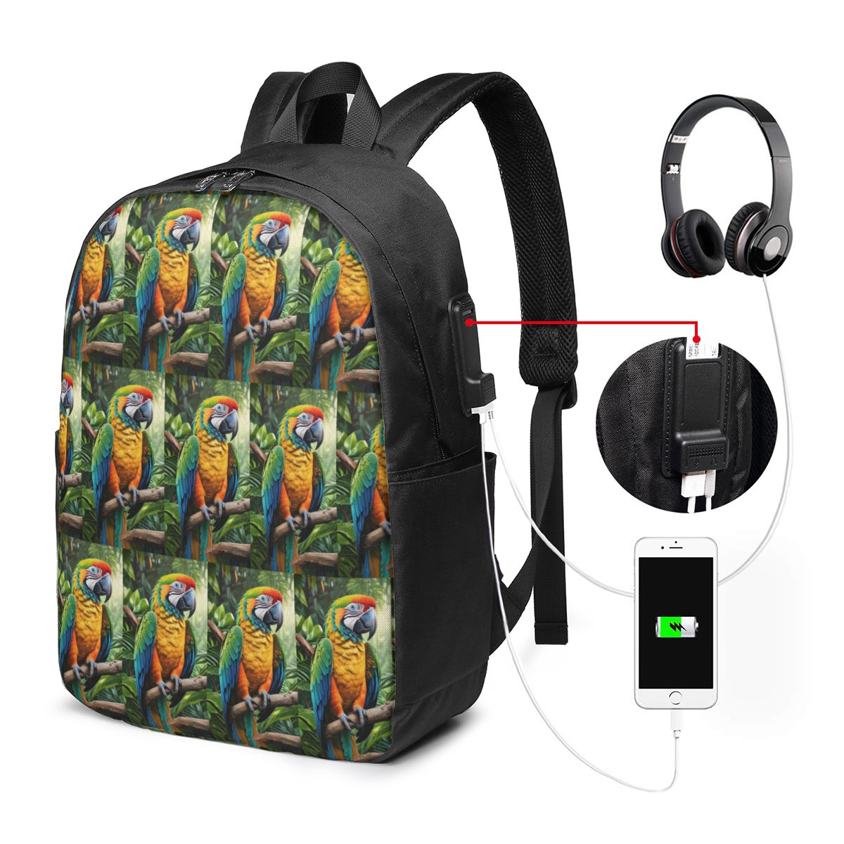 Cute Macaw Parrots Backpack Tr - Travel Bags 评论和价格