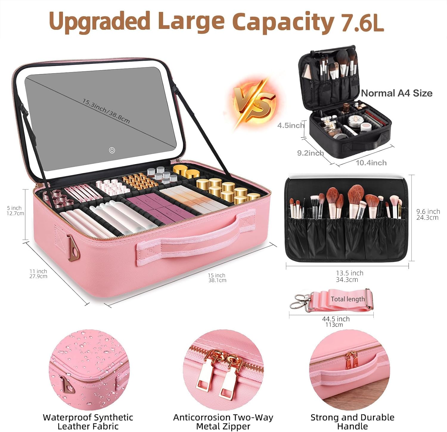 Large Capacity Makeup Bag 15'' - Cosmetic Bags 评论和价格